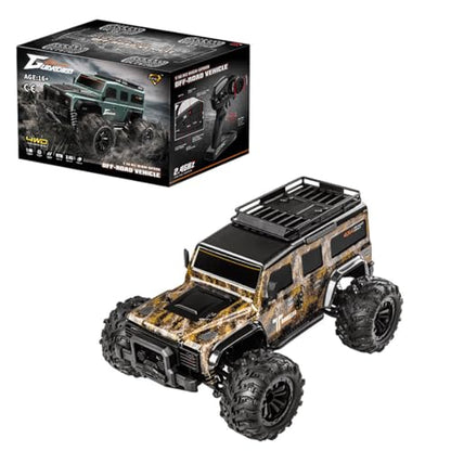 1:16 Scale RC Off-Road 4WD Truck, Full Proportional Control RTR Electric RC Truck with LED Headlights, Gear Differential, Large Tires, High-Clearance Suspension, for Hobbyists and RC Enthusiasts - color: Brown