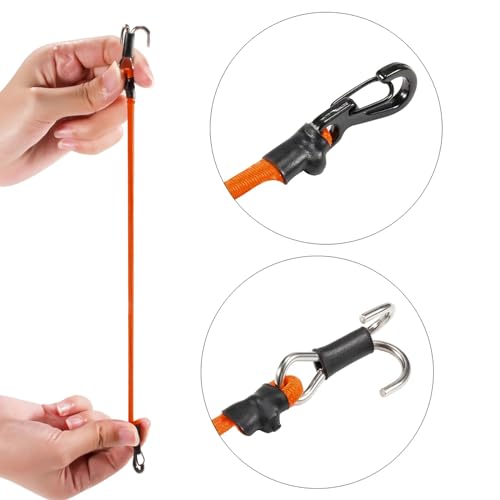 2pcs 280mm Elastic Strap Escape Rope Kinetic Winch Strap with Rescue Trailer Hook for 1/18 1/24 RC Crawler Car TRX4M High Trail SCX24 FCX24 (Orange) - color: Orange