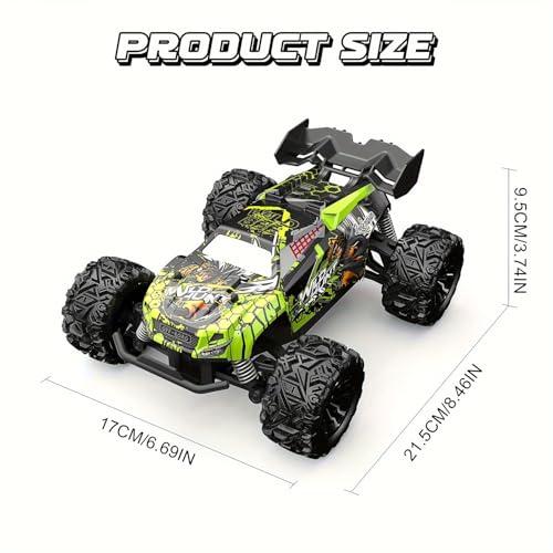 1/20 Scale Fast RC Cars, 20KM/H 4WD Off-Road High Speed Remote Control Trucks for Adults and Kids Boys, All Terrain Truck Toys Gifts Green