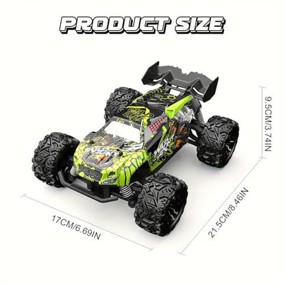 1/20 Scale Fast RC Cars, 20KM/H 4WD Off-Road High Speed Remote Control Trucks for Adults and Kids Boys, All Terrain Truck Toys Gifts Green