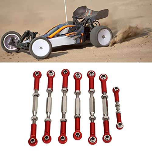RC Car Push Rod Set, Aluminum Alloy Adjustable Turnbuckle Rod Linkage Upgrade Parts for Slash 1/10 Short Course (Red) - color: Red