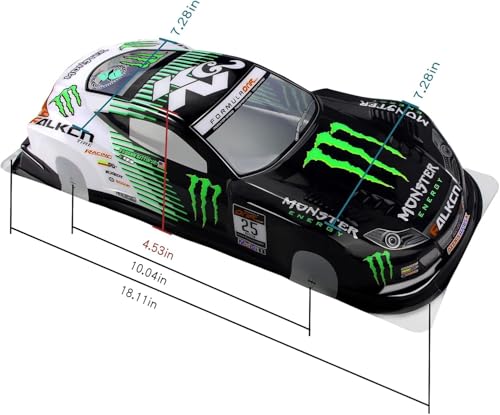 1/10 Scale RC Printed Drift Racing Touring On Road Car PVC Body Shell, Monster - style: Monster-KGN Body Shell