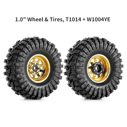 INJORA 1.0 Beadlock Wheel Tires Set -3.78mm Offset Wheel Rims for 1/18 1/24 RC Crawler Car Axial AX24 SCX24 FMS FCX24 TRX4M,Yellow(W1004-T1014) - color: Yellow