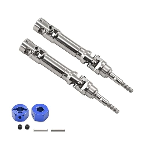 Front/Rear Driveshafts #45 Steel CVD Drive Shafts 2pcs Alum Wheel Hub for Traxxas 1/16 Mini Maxx 4WD RTR Brushless Monster Truck 107154-1 Upgrade Parts (Blue)