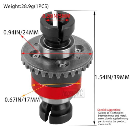 RC 30T 0.8Mod V2 Steel Metal Differential Assembled Differential Upgrades Part for 1/18 Granite,Typhon,Mojave Grom Mega 380 Rc Car.Main Gear & Differential Case Hops Up,Red(2PCS) ARA311177V2