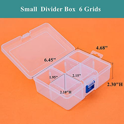 3 Pack Plastic Removable Divider Box and Storage Case for Small Parts, Hardware and Craft, 6 Grids, Clear - size: 6 Grids