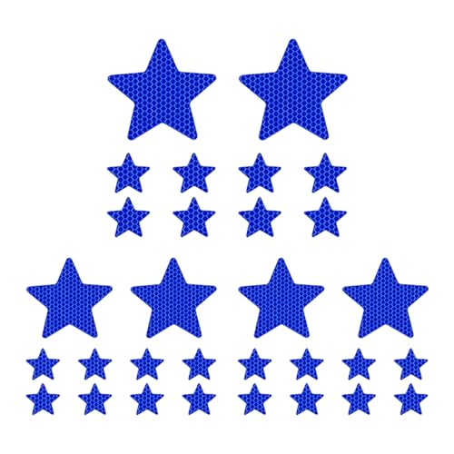 Craedli 1Set Star Car Reflective Sticker Decal, Waterproof Vinyl Car Night Visibility Warning Sticker, Personalized Auto Safety Sign Body Decal Decoration for Motorcycle, Truck, Bicycle (Blue) - color: Blue