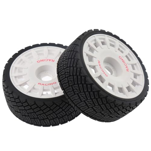 100mm 1/8 RC On-Road Tires and 15-Spokes RC Hard Plastic wheels High Grip Set 17mm Hex For 1/7 1/8 HPI VRX WR8 HSP Hobao Kyosho ARRMA Redcat Losi KM C3 CNE Ford W200 (White) - color: White