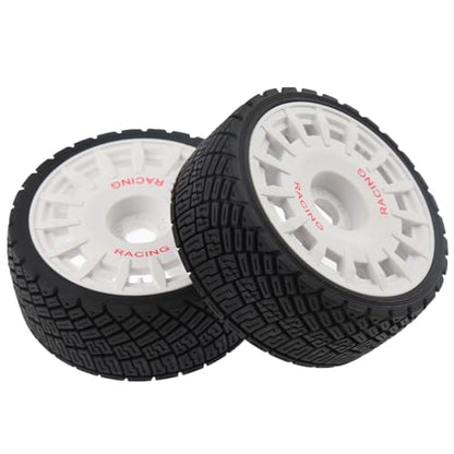 100mm 1/8 RC On-Road Tires and 15-Spokes RC Hard Plastic wheels High Grip Set 17mm Hex For 1/7 1/8 HPI VRX WR8 HSP Hobao Kyosho ARRMA Redcat Losi KM C3 CNE Ford W200 (White) - color: White