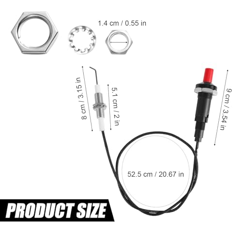 1pcs Piezo Igniter with Spark Ignition, Grill Igniter Replacement | Metal Propane Push Button Threaded Electrode for Gas Fireplace Oven Heater BBQ Torch Kitchen Outdoor Practical Accessories