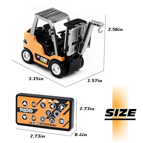 1/64 Scale Mini Desktop Drift RC Car,RC Forklift,RC Construction Vehicle 2.4Ghz with Gyro Micro Drift Racing Remote Contrl Cars Model Toys Hobby Gift for Adults and Kid Children's (Yellow-1) - color: Yellow-1