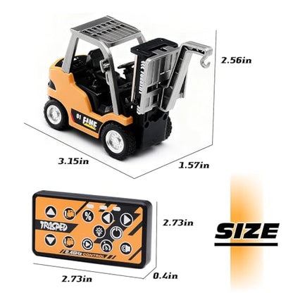 1/64 Scale Mini Desktop Drift RC Car,RC Forklift,RC Construction Vehicle 2.4Ghz with Gyro Micro Drift Racing Remote Contrl Cars Model Toys Hobby Gift for Adults and Kid Children's (Yellow-1) - color: Yellow-1