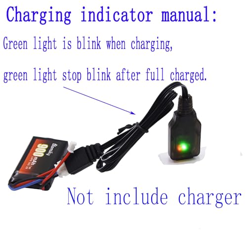 Blomiky 2 Pack 7.4V 850mAh Lipo Rechargeable Battery with PH2.0 Plug and USB Cable Suitable for 1/24 SCX24 RC Truck / SCX24 and USB 2