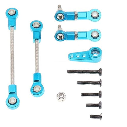 5PCS Metal Front Steering Link Rod Servo Link Linkages with 28T Servo Arm Compatible with WLtoys 1/28 284131 K969 k979 k989 k999 P929 RC Car Upgrades Parts（Blue） - color: Blue