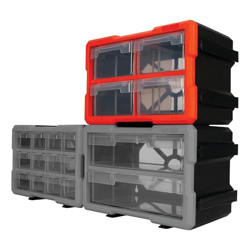 Performance Tool W5911 4-Drawer Interlocking Storage - Ideal for Organizing Tools and Hardware with Secure Interlocking System