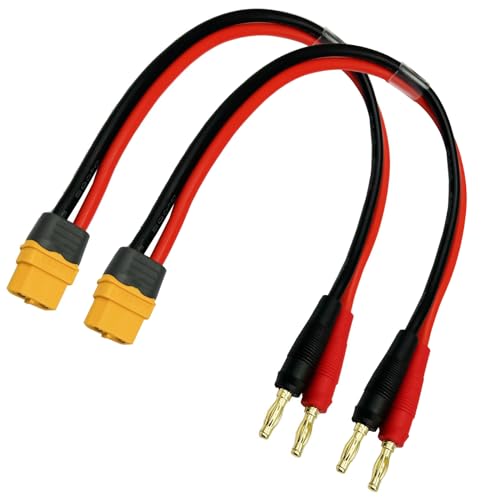 2pcs XT60H (XT60 Upgarded Female Connector Plug to 4mm Banana Plugs Battery Charge Lead Adapter Cable 12awg 30cm - style: 2Pcs XT60H Female Charge cable