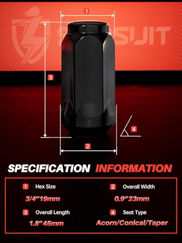 Sposuit M14x1.5 Lug Nuts - Replacement for 1999-2018 Chevrolet Silverado 2500, 2001-2024 Silverado 3500 - Closed End Black Lug Nut(32 Pcs) - color: Black, size: M14x1.5, style: 32 Pcs HexDrive