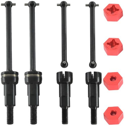 Steel Drive Shaft Kit Front & Rear (Universal Shafts/Rear stub axles/Dogbones/Hexes) - Compatible with ARRMA 1/16 Mojave GROM Series Desert Trucks (ARA2104/ARA2304/ARA2304S) - color: Black, size: Hex Red