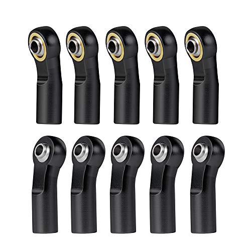 QUE-T 20pcs/Set M3 Link Tie Rod End Metal Ball Joint Head for 1/10 RC Crawler Car Boat (Black) - color: Black