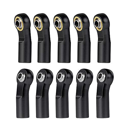 QUE-T 10pcs M3 Link Tie Rod End Metal Ball Joint Head for 1/10 RC Crawler Car Boat (Black) - color: Black