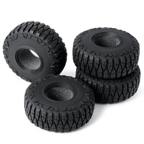 RCLIONS 4PCS 1.9inch 112mm RC Rubber Wheel Tires with Foam Insert for 1/10 RC Crawler Car SCX10,TRX4,SCX10-II,Redcat Gen8 Gen7