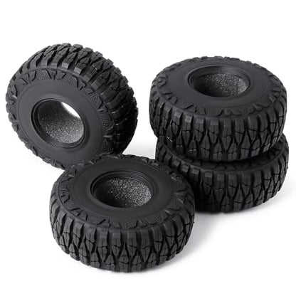 RCLIONS 4PCS 1.9inch 112mm RC Rubber Wheel Tires with Foam Insert for 1/10 RC Crawler Car SCX10,TRX4,SCX10-II,Redcat Gen8 Gen7