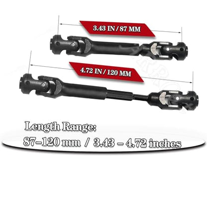 2PCS 87-120MM Universal Drive Shaft RC Upgrades for 1/10 SCX10 SCX10-II D90 Gen7 /Pro Rc 4WD GEN8 RC Crawler,RC Upgrade Parts Hop-Ups,Steel Full Metal Drive Shaft,Black (87-120 MM,2PCS) - size: 87-120 MM (3.43" to 4.72")