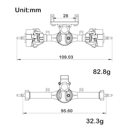 MEUS RACING 5mm ISO V2 SCX24 Axles with 3-Section CVD for Axial 1/24 SCX24 RC Crawler (Black) - color: Black