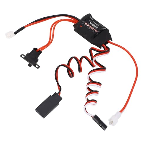 30A RC Brushed ESC Electronic Speed Controller 2 Output Dual Brake ESC with Red White Lights for 1/18 1/24 1/28 RC Cars