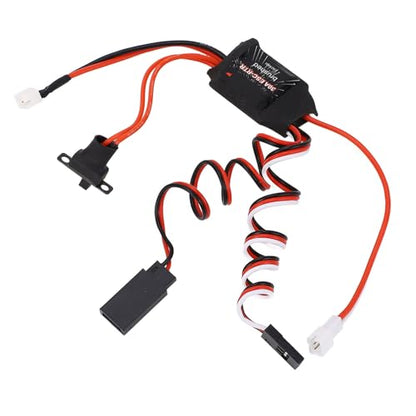 30A RC Brushed ESC Electronic Speed Controller 2 Output Dual Brake ESC with Red White Lights for 1/18 1/24 1/28 RC Cars