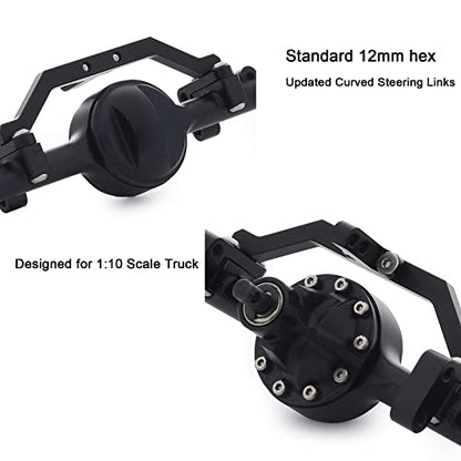 CNC Aluminum Alloy Front Rear Axle Complete Set for 1/10 RC Crawler RC-4WD Gela-nde II TF2 D110 Yo-ta II Axles(Black) - color: Front and Rear Axle