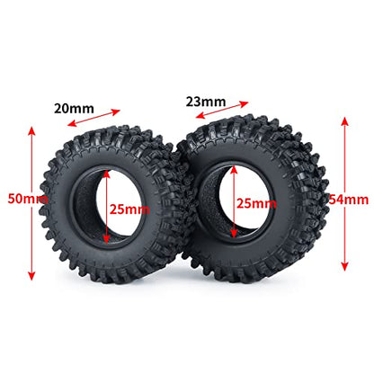 SWX 1.0 4Pcs Micro Rubber Tires for SCX24 1/24 RC Crawler Car 54mm | 1.0 Tires, Micro Rubber Tires, 54mm, SCX24, 1/24 Crawler, 4Pcs - size: 54mm
