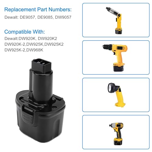 7.2Volt 3500mAh Replacement Battery Compatible with Dewalt DW9057 DE9057 DE9085 DW920K DW920K2 DW920K2 DW925K DW925K2 DW925K2 DW968K, Ni-MH Cordless Power Tool Battery