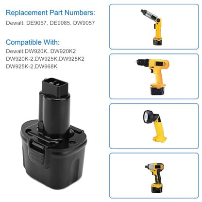 7.2Volt 3500mAh Replacement Battery Compatible with Dewalt DW9057 DE9057 DE9085 DW920K DW920K2 DW920K2 DW925K DW925K2 DW925K2 DW968K, Ni-MH Cordless Power Tool Battery