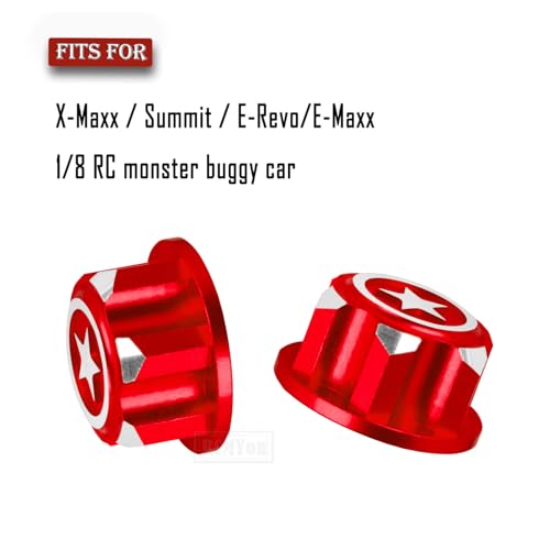 RC Aluminum RC 17mm Hex Wheel Nut Upgrades Part for X-Maxx Summit E-Revo E-Maxx 1/8 RC Monster Buggy car,Alloy Dustproof Anti-Skid Mount Cap,Red - color: Red - Upgrades