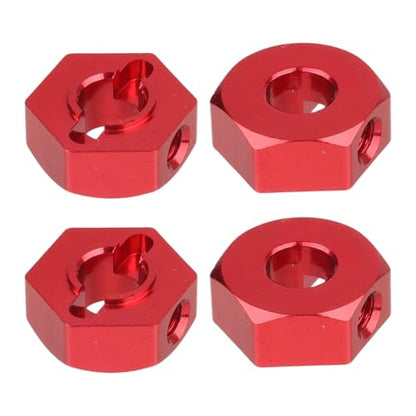 Hobbypark 12mm Wheel Hex Hubs 5mm Axle Hole Drive Adapter & M4 Lock Nuts for 1/12 1/10 RC Car Truck Buggy On Road RC Touring Racing Compatible with Traxxas Tamiya Redcat Axial Upgrades Parts (Red) - color: Red