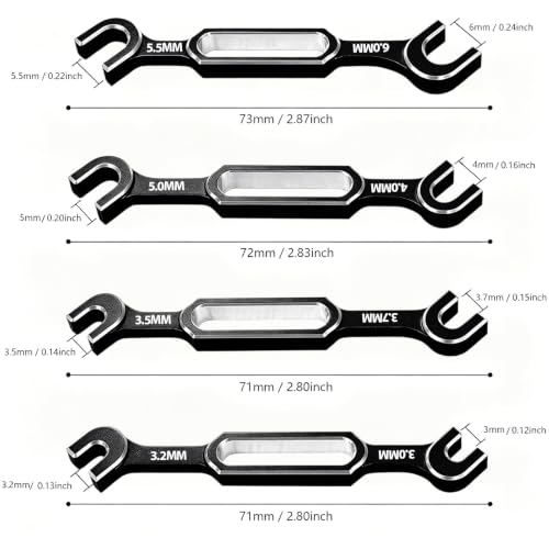 4PCS RC Wrench 3.0/3.2/3.5/3.7/4.0/5.0/5.5/6.0mm Turnbuckle Nut Ball Joint Remover RC Repair Tool for RC Crawler Car Boat Upgrade Parts, Silver - color: Silver