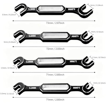 4PCS RC Wrench 3.0/3.2/3.5/3.7/4.0/5.0/5.5/6.0mm Turnbuckle Nut Ball Joint Remover RC Repair Tool for RC Crawler Car Boat Upgrade Parts, Silver - color: Silver