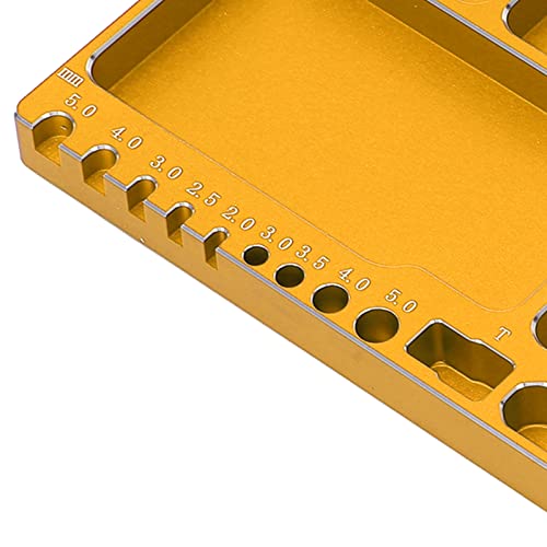 RC Magnetic Tray, 16x10x1.1cm Universal Aluminium Alloy Screw Tray RC Model Repair Tool Tray with Magnetic Pad for RC Trucks (Gold) - color: Gold