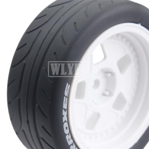 4PCS 12mm Hex RC Wheels and Tires 68mm Rubber Tyres Set and Hard Plastic Wheel Hub w/Foam Inserts Fit for 1/10 On-Road RC Drift Drifting Car Traxxas HSP Tamiya Kyosho HPI Redcat - color: White