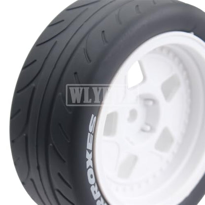 4PCS 12mm Hex RC Wheels and Tires 68mm Rubber Tyres Set and Hard Plastic Wheel Hub w/Foam Inserts Fit for 1/10 On-Road RC Drift Drifting Car Traxxas HSP Tamiya Kyosho HPI Redcat - color: White