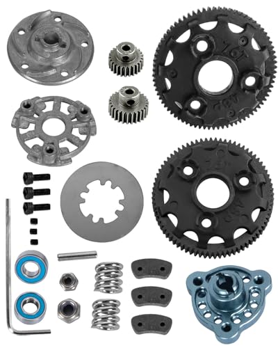 76T 48P Spur Gear with 25T 27T Pinions Gear & Slipper Clutch Upgrades Part for 1/10 Slash Rustler Stampede Bandit 2WD VXL,76T Spur Gear,Titanium - color: Titanium - (76T)