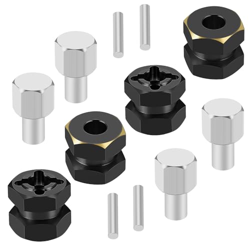 MOHERO 4Pcs Brass 12mm (+12mm) Wheels Hex Hub Extension Hex Drive Adapter for All RC Car Which with 12mm Hex and 1/10 RC Crawlers Axial SCX10 90046 D90 - color: 12mm