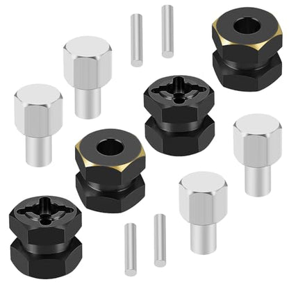 MOHERO 4Pcs Brass 12mm (+12mm) Wheels Hex Hub Extension Hex Drive Adapter for All RC Car Which with 12mm Hex and 1/10 RC Crawlers Axial SCX10 90046 D90 - color: 12mm