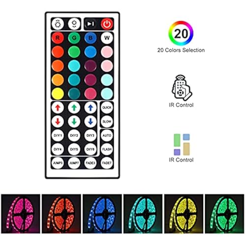 44 Keys IR Remote Controller RGB LED Strip Light Controller Dual Output 4Pin 2 Ports with Wireless Receiver for RGB 5050 3528 LED Strip Lights