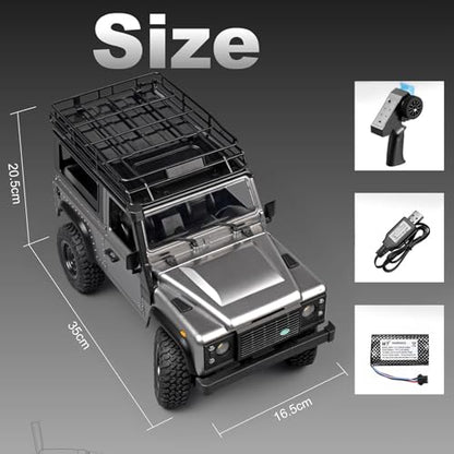 MN-99S RC Car, 1:12 Scale RC Rock Crawler, 4WD Off-Road RC Truck RTR, 2.4G Remote RC Land Rover Vehicle Models for Adults Hobby Gifts (Gray)