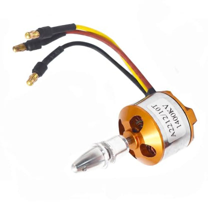 A2212 1400KV Brushless Motor 10T for RC Aircraft/Multicopter(1PC) | 1400KV high-speed output, 10T winding for strong thrust, pre-soldered 3.5mm plugs, 12A/60s capacity, 2-3S Lipo,