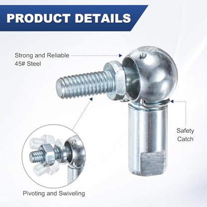 M METERXITY 4-Pack CS10 Ball Head Rod End Bearing, M6x1.0 Right Male Thread and Left Female Thread Self-lubricating Carbon Steel Angle Ball Joint Socket End Fitting for Automotive - size: M6x1.0, style: Left Thread