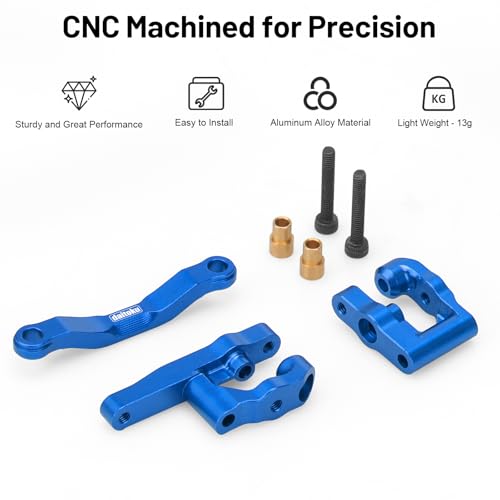 daitoku RC Steering Set Aluminum Upgrade Parts Steering Assembly for 1/18 Arrma Granite Typhon GROM 1/16 Mojave GROM 1/12 Losi Nascar RC Car (Blue) - color: Blue