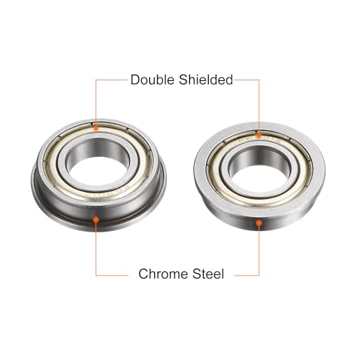 uxcell F6901ZZ Flanged Ball Bearing, 10pcs 12x24x6mm Chrome Steel Double Shielded ABEC1 Flange Bearings - size: 12x24x6mm